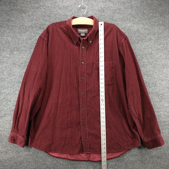 Eddie Bauer Men's Button Down Shirt Burgundy Red XL Long Sleeve Cotton - Picture 9 of 11